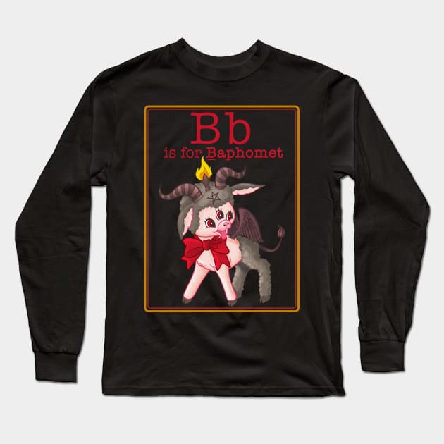 Letter B is for a Cute Baphomet card Satanic game Long Sleeve T-Shirt by Juandamurai